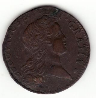 Rare 1725 (q) French Colonial Perpignan Copper Sol,  Variety No Stop After Gratia