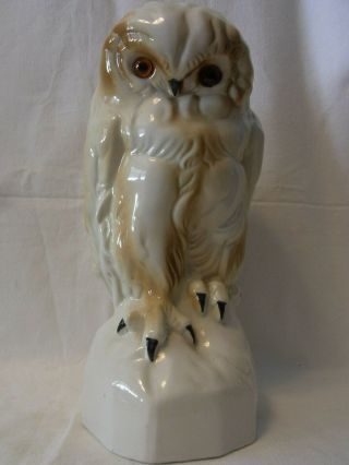 Large Vintage German Porcelain Perfume Lamp Night Light Snow Owl ^