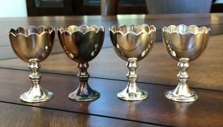 4 Martha Stewart By Mail Mbm Silverplate Hotel Scalloped Rim Footed Egg Cups Set