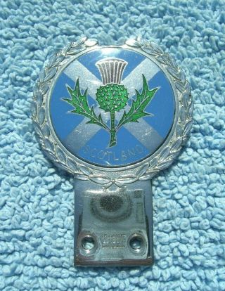 Vintage 1960s Scotland Thistle Car Bar Badge - Enamel Saltire Auto Emblem Jr Gaunt