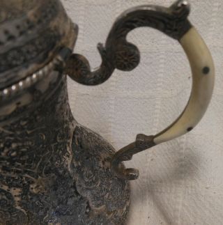 Antique Vintage Turkish Silver Coffee Pot,  Very Elaborate 4