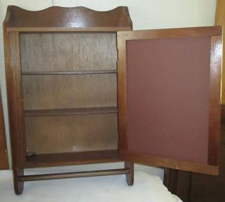 Vintage Wall Mount Wood Wooden Mirror Medicine Chest Cabinet Shelf & Towel Bar 4