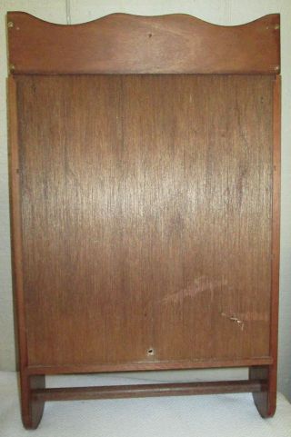 Vintage Wall Mount Wood Wooden Mirror Medicine Chest Cabinet Shelf & Towel Bar 7