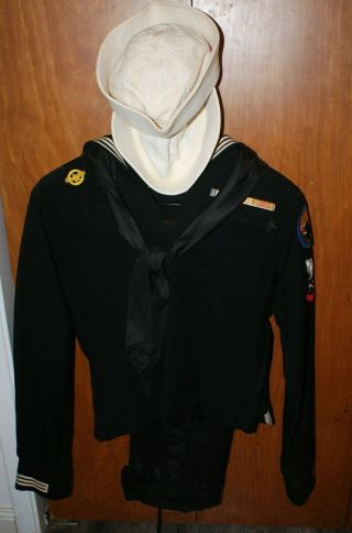 Ww 2 Us Navy Enlisted Uniform,  Jumper,  Pants,  Kerchief And 2 Named Hats