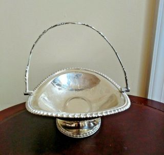 Roger Bros Silver Plated Brides Basket etched ornate dated U S Civil War era 2