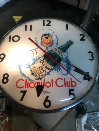 Antique Advertising Clock Clicquot Club Soda Eskimo Telechron