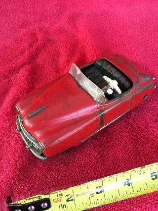 Schuco Vintage Tin Clockwork Wind Up Tacho Examico 4002 Toy Convertible Car Red