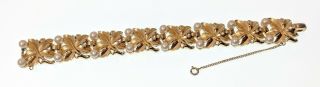 Vintage Gold - tone Bracelet Faux Pearls Signed Trifari Jewelry 5