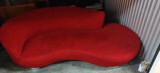 Vintage Red Vladimir Kagan Cloud Sofa Serpentine Mid Century Modern Chrome