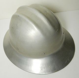 Vintage Silver Full Brim Safari Aluminum Bullard 502 Hard Hat Ironworker