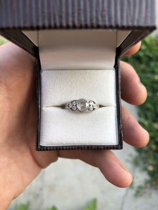 vintage engagement ring size 6 18kt White Gold,  Antique Rose Cut Diamond 2