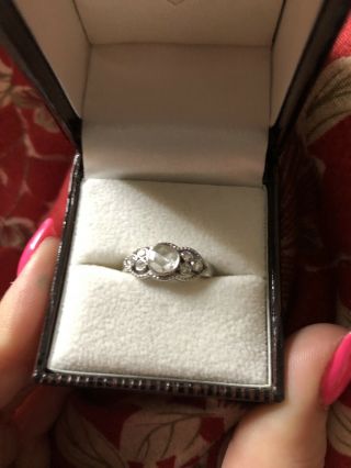 vintage engagement ring size 6 18kt White Gold,  Antique Rose Cut Diamond 3