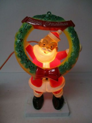Vintage Miller Electric Co Christmas Light - Santa Holds Rare Yellow Wreath