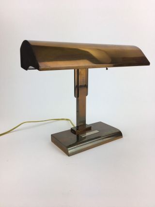 Vtg 1930 ' s Art Deco Machine Age Bankers Desk Lamp Silvercrest Heintz 11