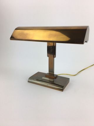 Vtg 1930 ' s Art Deco Machine Age Bankers Desk Lamp Silvercrest Heintz 2