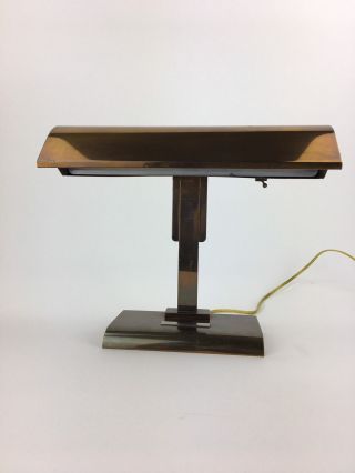 Vtg 1930 ' s Art Deco Machine Age Bankers Desk Lamp Silvercrest Heintz 4