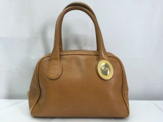 Auth Christian Dior Cd Logo Leather Hand Bag Brown Vintage 9f260100n