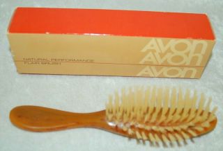 Vintage Avon Natural Performance Hair Brush Natural Color Bristle Flair 8 "