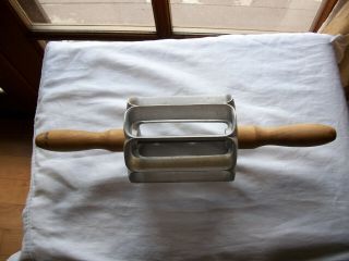Vintage Houpt Cutters - Long Johns,  Donuts,  Bun Cutter 1 3/4 X 5 Rolling Pin