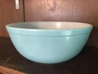 Vintage Pyrex 404 Turquoise Aqua Blue 4 Quart Mixing Nesting Bowl 1950s 4