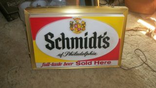 Vintage Schmidt ' s of Philadelphia Beer Lighted sign HERE 2