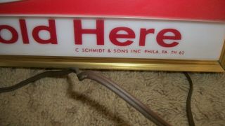 Vintage Schmidt ' s of Philadelphia Beer Lighted sign HERE 8