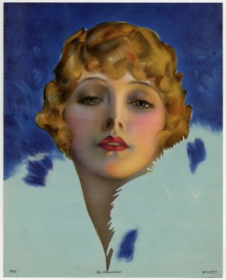 Rare Vintage Rolf Armstrong Pin - Up Print 1930s Art Deco Flapper Is My Dream Girl