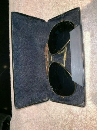 Vintage B&l Bausch & Lomb Ray - Ban Aviator Sunglasses Gold Frame Dark Lenses 1980