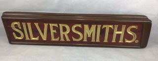 Vintage Hand Painted Antiques Shop Advertising Sign.  Silversmiths.  100,