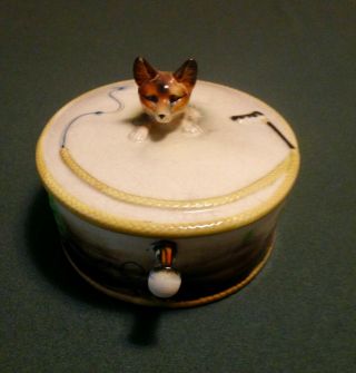 Vintage Marutomoware Hand Painted Fox Hunt Scene Covered Porcelain Oval Dish