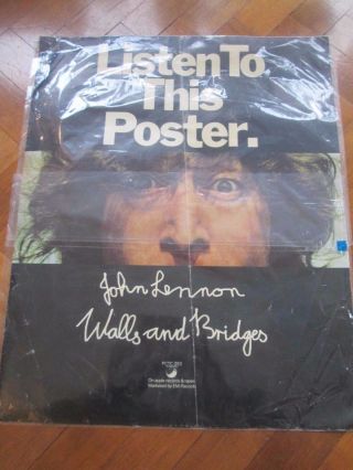Rare 1974 Vintage John Lennon Apple Records Album Walls And Bridges Poster