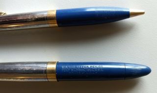 Vntg Sheaffer Tuckaway WD Dark Blue Wave Pat Vac - Fill 14K Fountain Pen & Pencil 7