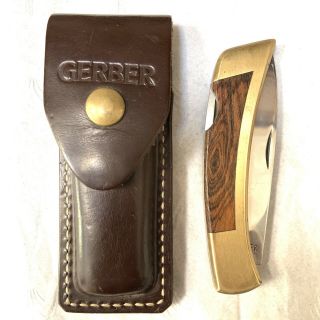 Vintage Gerber Portland,  Or Sportsman Ii Folding Knife W/ Leather Sheath