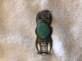 Vintage Gary Reeves Navajo Turquoise Sterling Silver Signed Concho Bracelet Cuff 10
