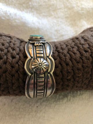 Vintage Gary Reeves Navajo Turquoise Sterling Silver Signed Concho Bracelet Cuff 11