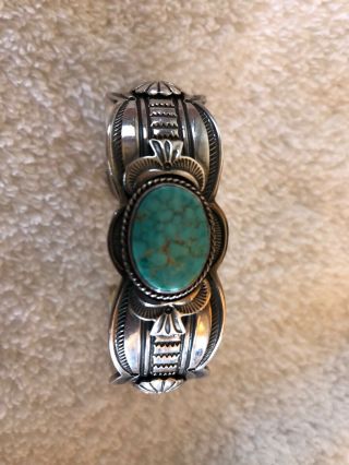 Vintage Gary Reeves Navajo Turquoise Sterling Silver Signed Concho Bracelet Cuff 3