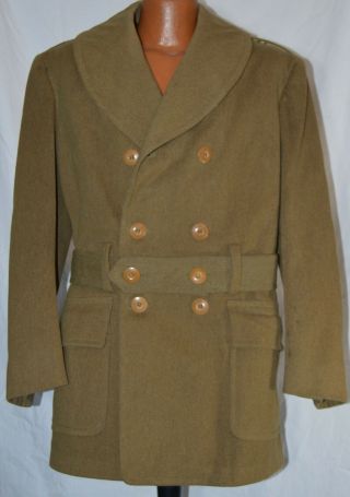 Wwii Us Army Officers Mackinaw Wool Coat With Belt Size 38r 1942 Good Shape