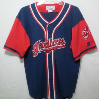 Rare Vintage Cleveland Indians Mens Jersey Chief Wahoo Stitched Starter Size L 2