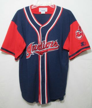 Rare Vintage Cleveland Indians Mens Jersey Chief Wahoo Stitched Starter Size L 3