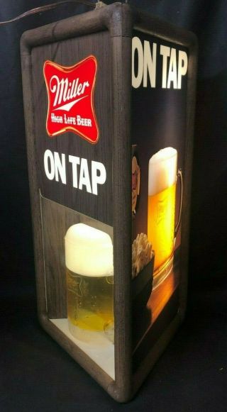 Vintage Miller High Life Beer Lighted Sign Motion Rotating On Tap Rare Bar Cave