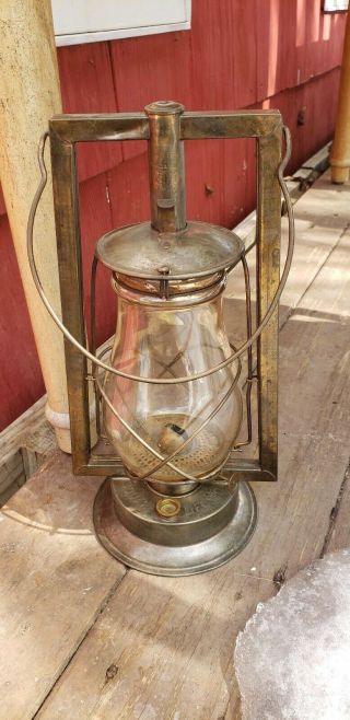Antique S.  G.  & L.  Square Tubular Lift Kerosene Lantern Brass Plated Oddball