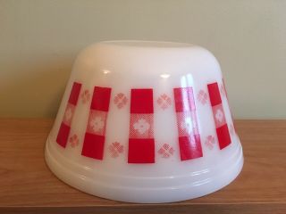 Vintage Federal Glass Milk Glass Bowl Gingham Tablecloth Pattern 9” Rare Htf