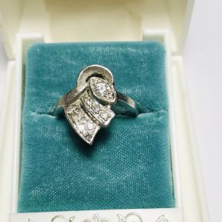 Antique Art Deco Era 14k White Gold 1/3ct Diamond Ring