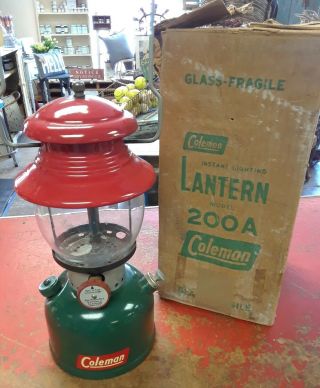 Vintage Coleman Lantern 200a 1951 Christmas Lantern - Red And Green