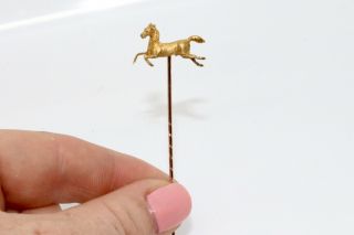 A Pretty Antique Victorian 15ct 625 Yellow Gold Heavy Horse Stick Pin 13842 2