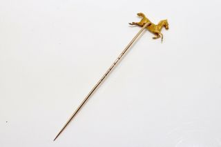 A Pretty Antique Victorian 15ct 625 Yellow Gold Heavy Horse Stick Pin 13842 3