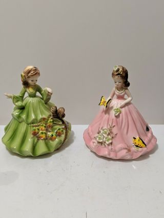 Vtg Josef Originals Figurines Four Seasons Series Girls Autumn & Spring