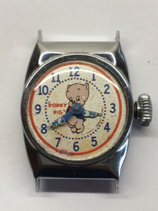 Vintage 1940s Porky Pig Wrist Watch Boxed Looney Tunes Warner Bros Ingraham Rare 5