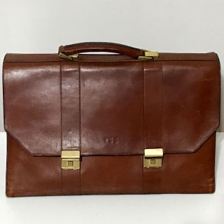 Vtg Frank Clegg Leather Briefcase Messenger Bag Satchel Cognac Combination Lock