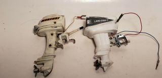 2 Vintage Toy Boat Motors - Outboard Engine - Mercury - Lang Craft - 1950? - Nr